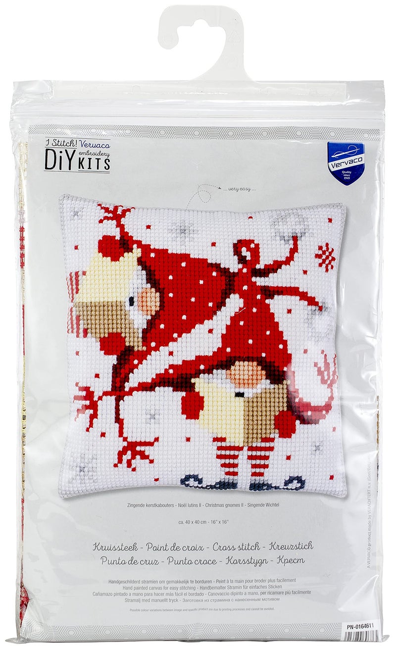 Vervaco Cross Stitch Cushion Kit Christmas Gnomes II 16" x 16"